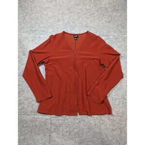 Eileen Fisher Medium Orange Zip Up Long Sleeve Cardigan Shirt